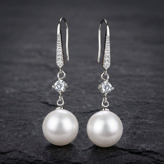 Luxury Zircon Pearl Silver Earrings