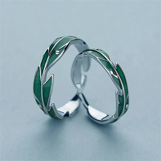 Green Feather Earrings In Silver