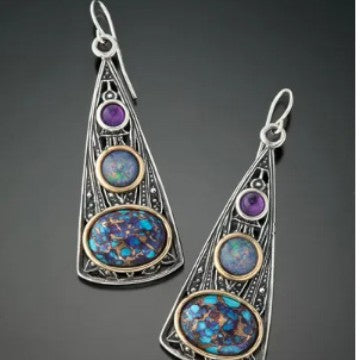Elegant Triad Gemstone Earrings