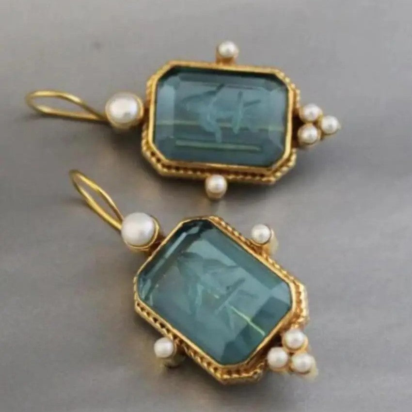 Elegant Blue Floral Gemstone Earrings