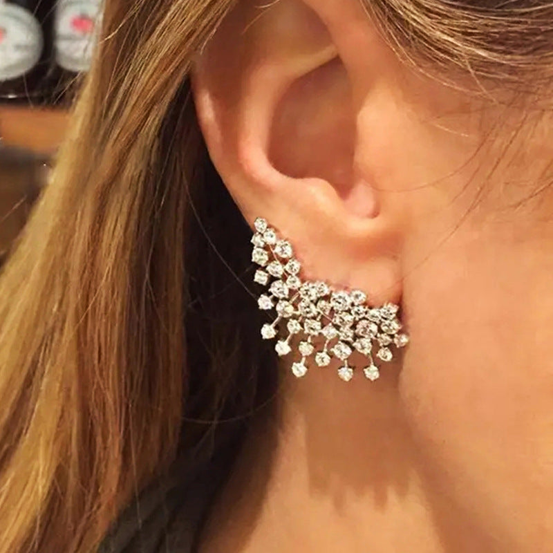 Vintage Sparkling Crystal Climber Drop Earrings