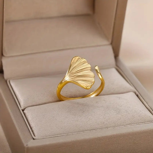 Adjustable Shell Gold Ring