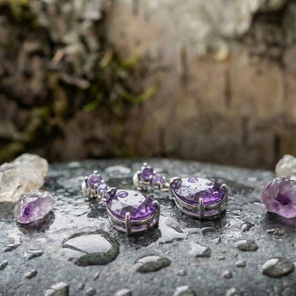 Purple Stone Waterdrop Earrings