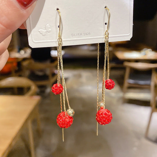 Red Beaded Drop Earrings
