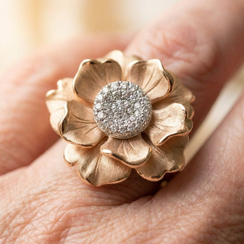Romantic Flower Diamond Ring
