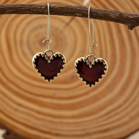 Romantic Garnet Heart Earrings