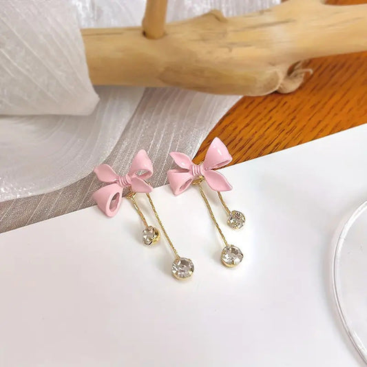 Romantic Pink Bow Earrings