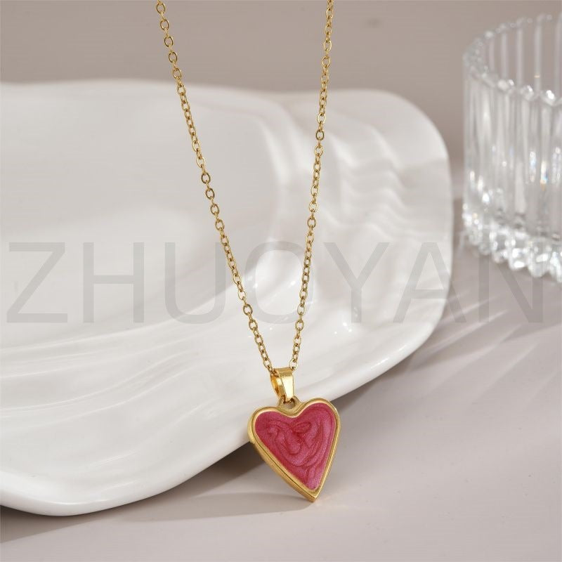Romantic Pink Heart Necklace