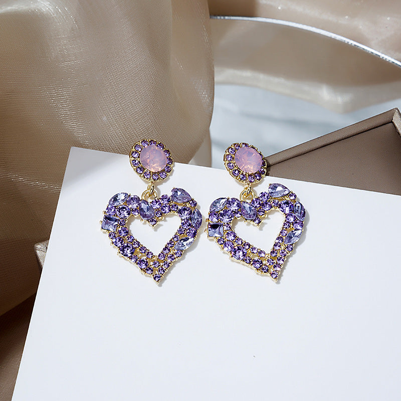 Romantic Purple Heart Earrings