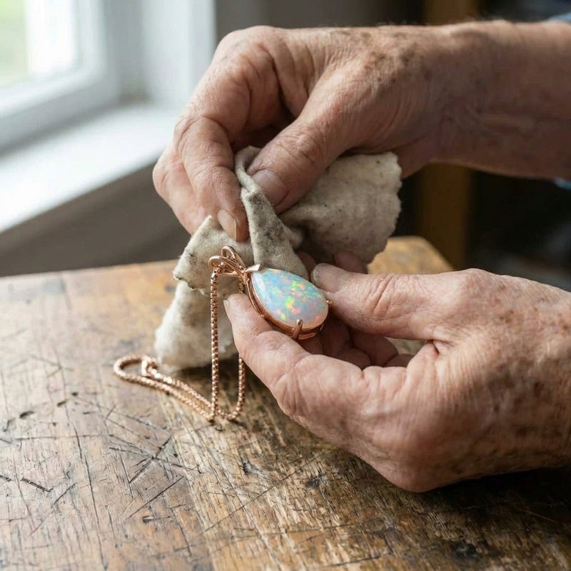 Rose Gold Opal Pendant Necklace