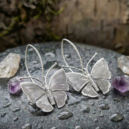 Silver Butterfly Dangle Earrings