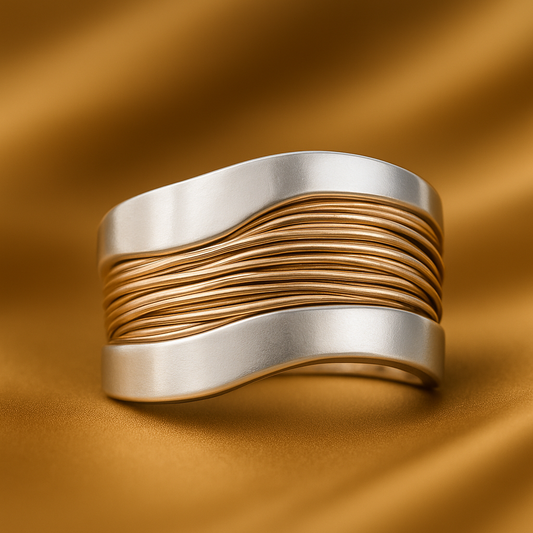 Dual-tone Silver & Gold Thread Ring