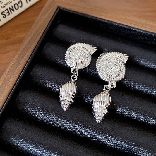 Silver Shell Drop Earrings