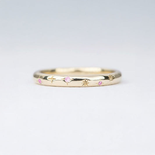 Celestial Pink Star Band Ring