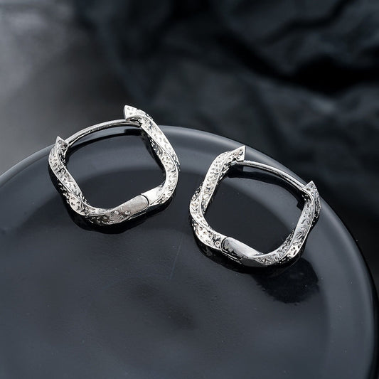 Textured Silver Hoop Earrings