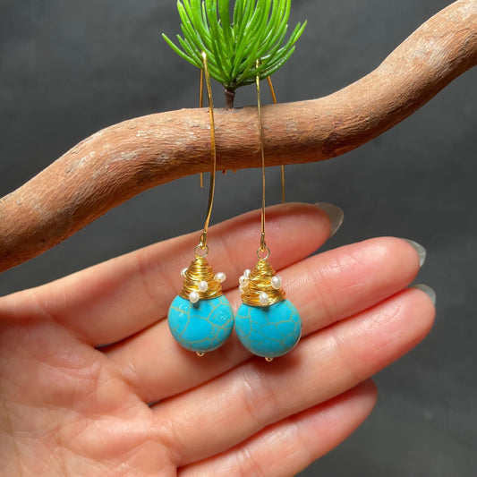 Turquoise Pearl Earrings