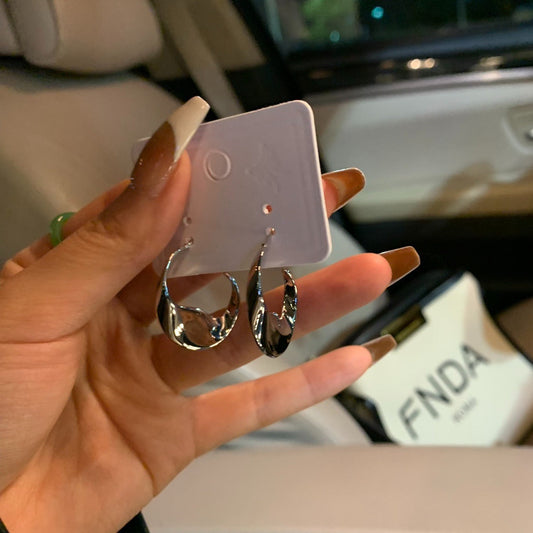 Twisted Silver Hoop Earrings