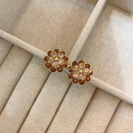 Vintage Amber Crystal Earrings