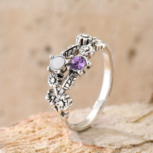 Vintage Amethyst Flower Ring