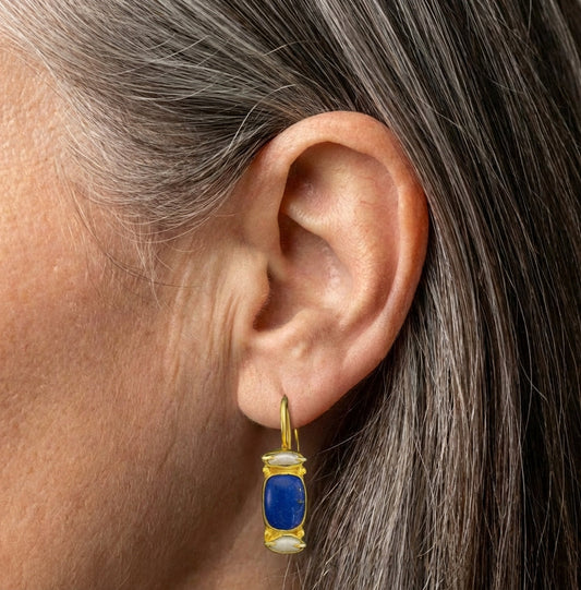 Blue Stone Dangle Earrings