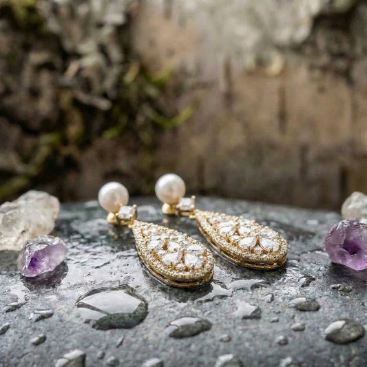 Vintage Bright & Pearl Earrings