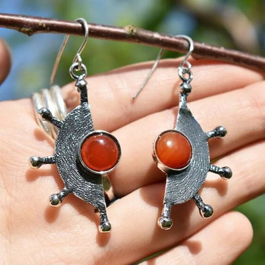 Vintage Carnelian Wheel Earrings
