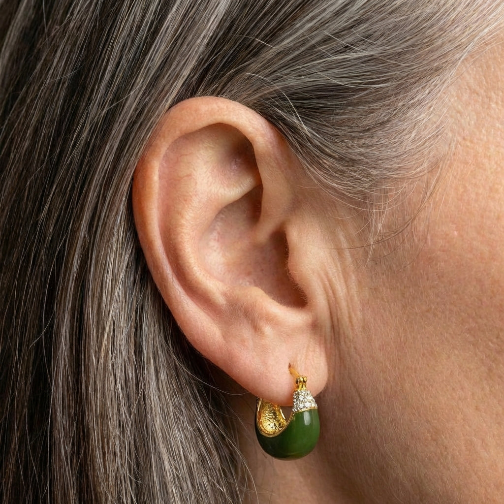Crystal Green Stone Earrings