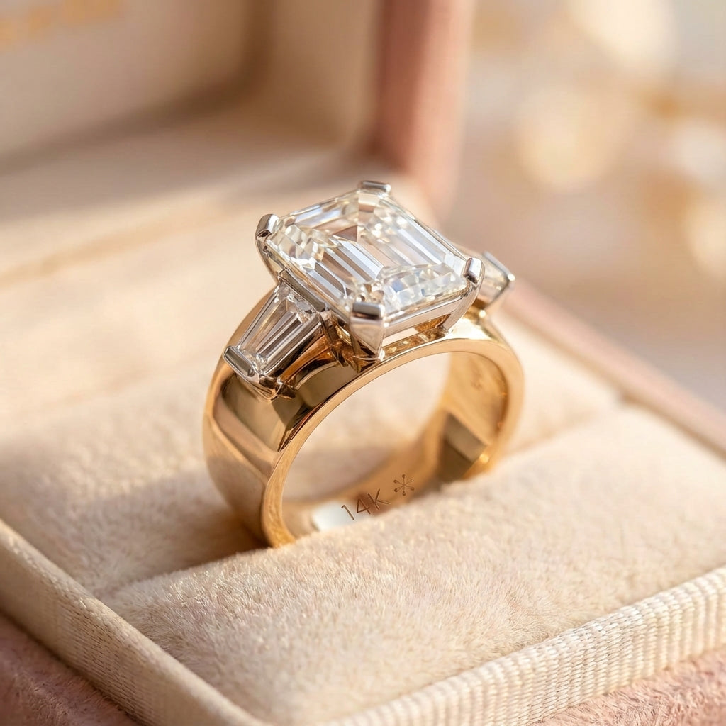 Vintage Cubic Glass Golden Ring