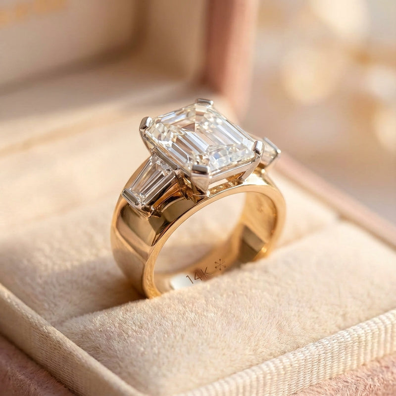 Vintage Cubic Glass Golden Ring
