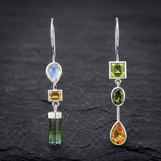 Vintage Dangling Green & Orange Earrings