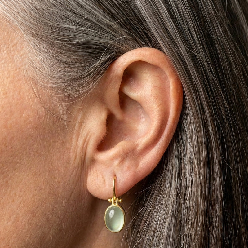 Earrings With Green Moonstone
