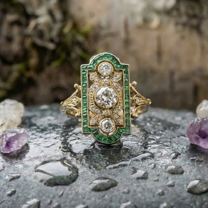 Vintage Emerald Diamond Ring