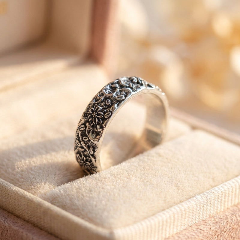 Vintage Flower Silver Ring