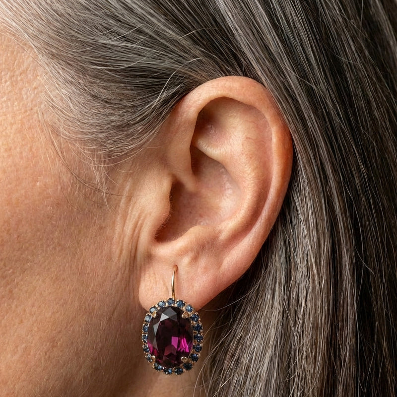 Garnet Blue Zirconia Earrings
