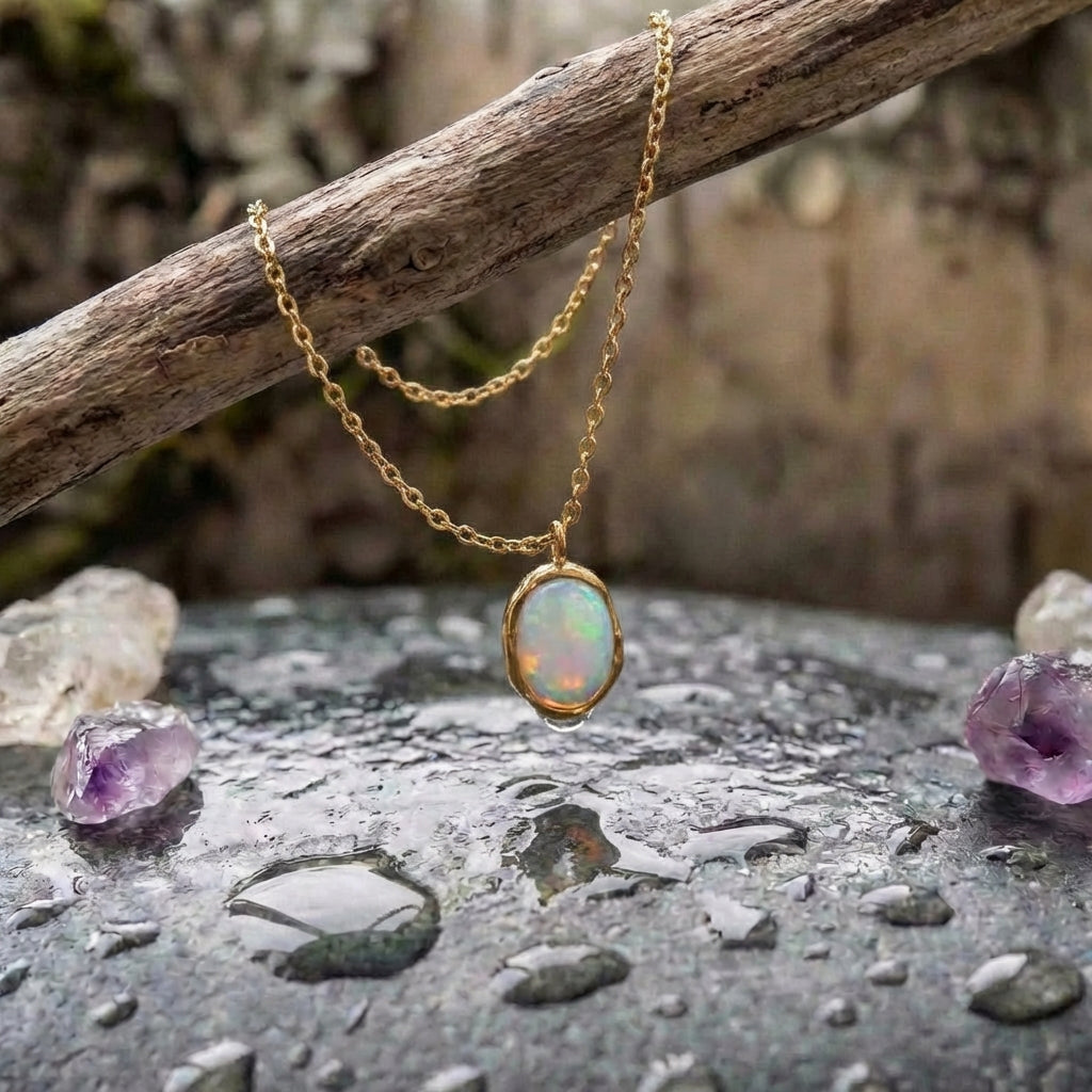Vintage Glow Opal Stone Necklace