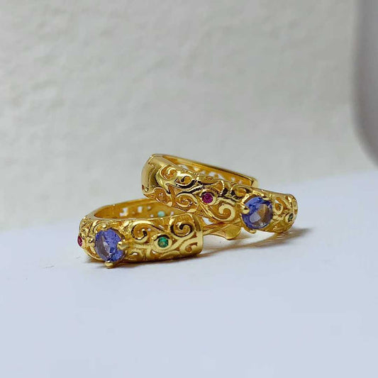 Vintage Gold Gemstone Earrings