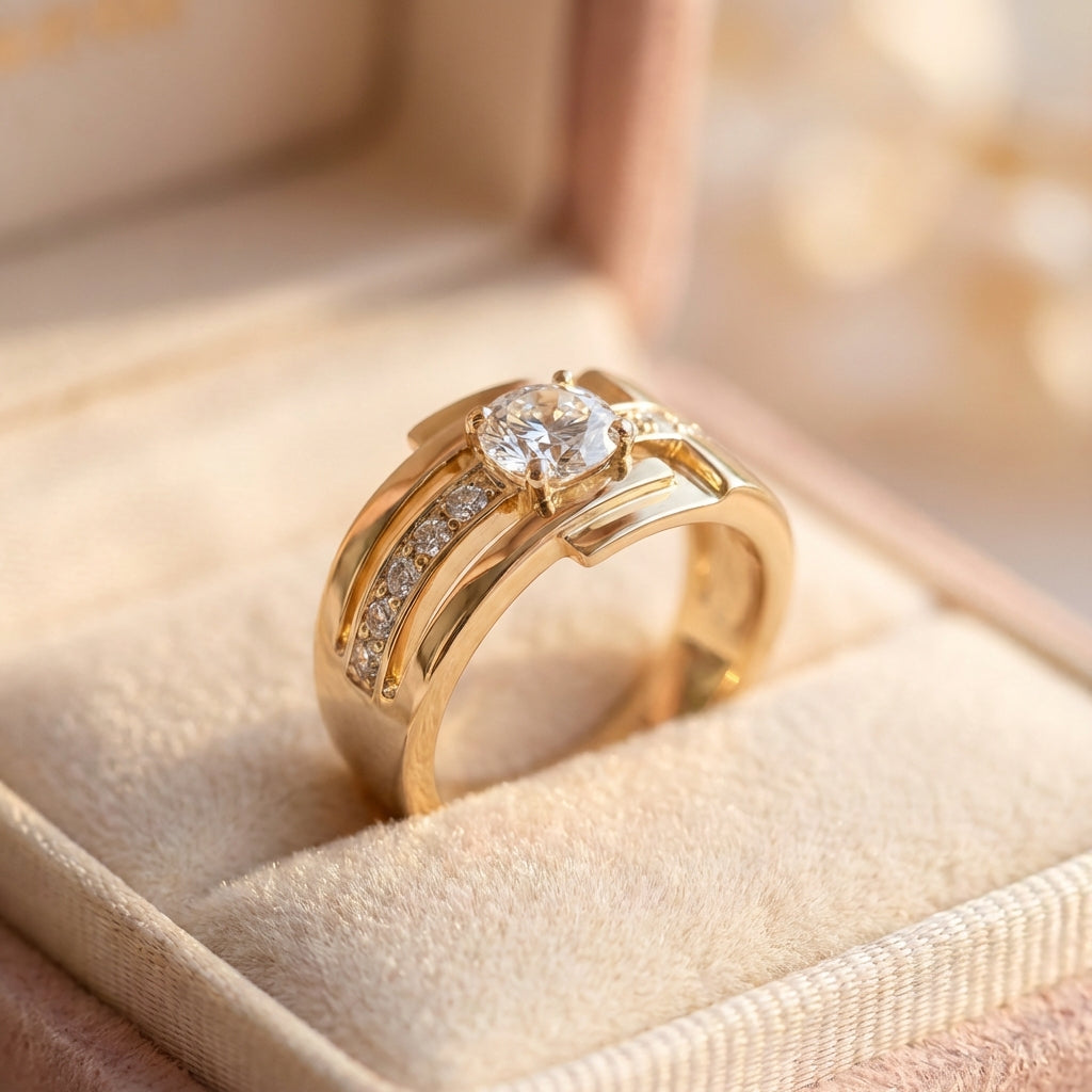 Vintage Golden Irregular Zirconia Ring