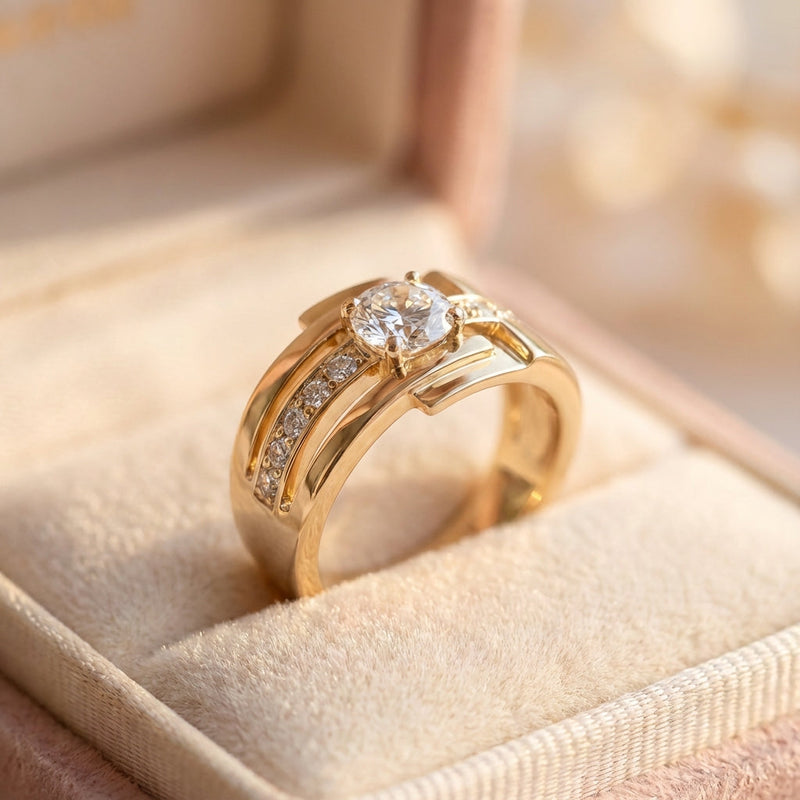 Vintage Golden Irregular Zirconia Ring