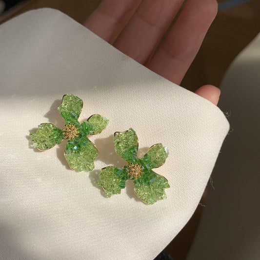 Vintage Green Crystal Earrings