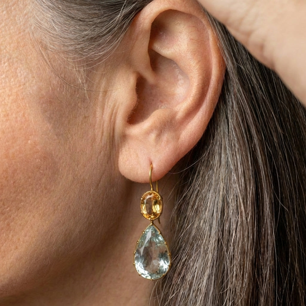 Green Glass Drop Earrings