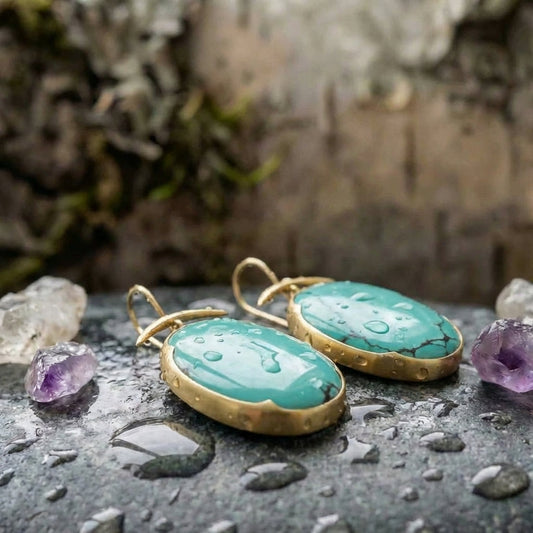 Vintage Green Stone Dangle Earrings