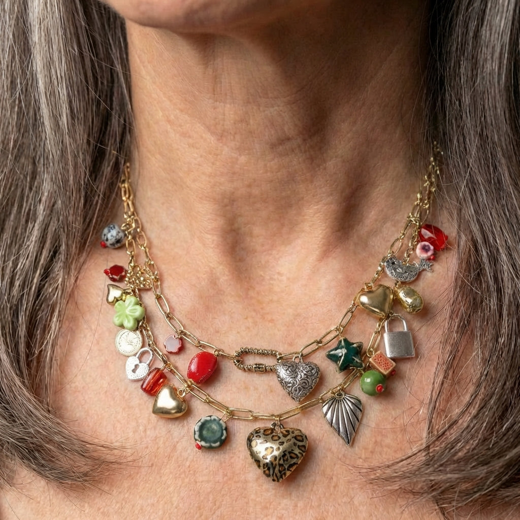 Heart Shaped Lock Tassel Pendant Necklace