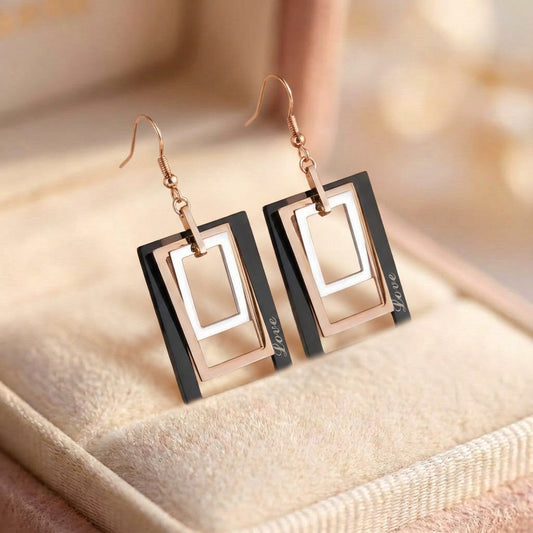 Vintage Hollow Rectangle Earrings