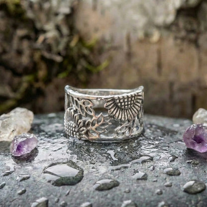 Vintage Hollow Sunflower Ring