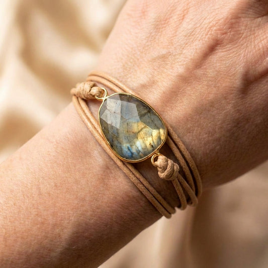 Leather Stone Bracelet