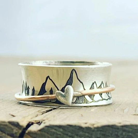 Vintage Mountain Heart Ring