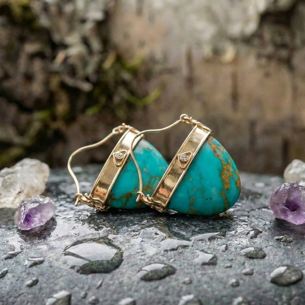 Vintage Opal Crest Gold Earrings