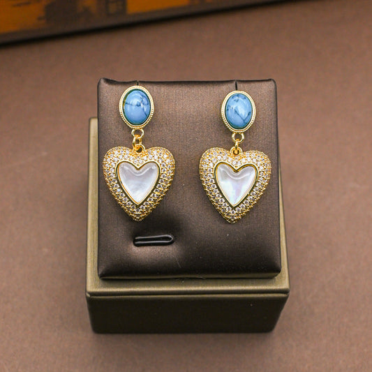 Vintage Pearl Heart Earrings
