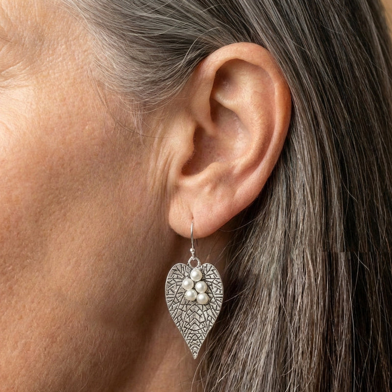Pearl Leaf Earrings