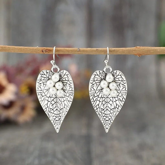 Vintage Pearl Leaf Earrings